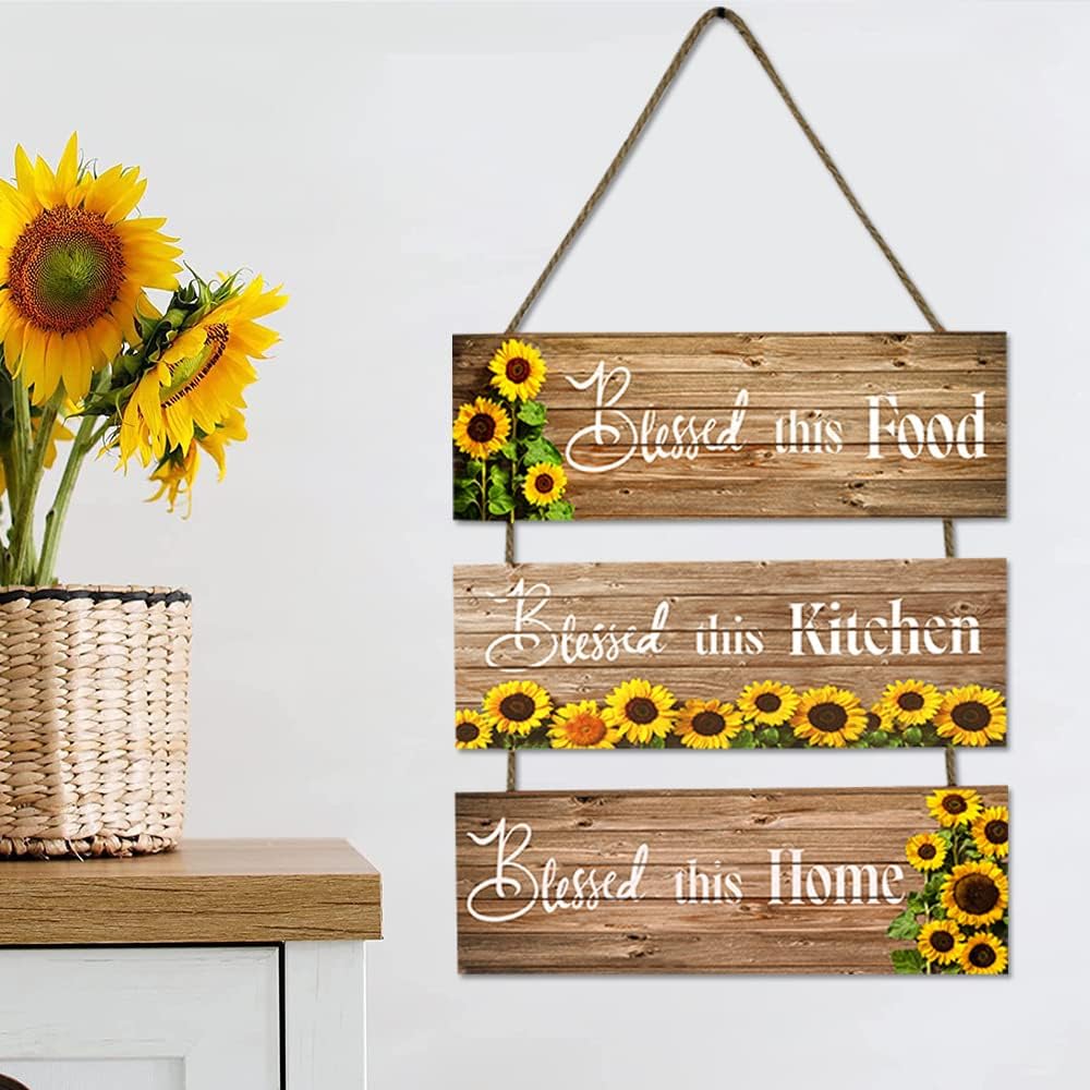 Wooden Hanging Sign Large Kitchen Signs Wall Decor with Rope for Home