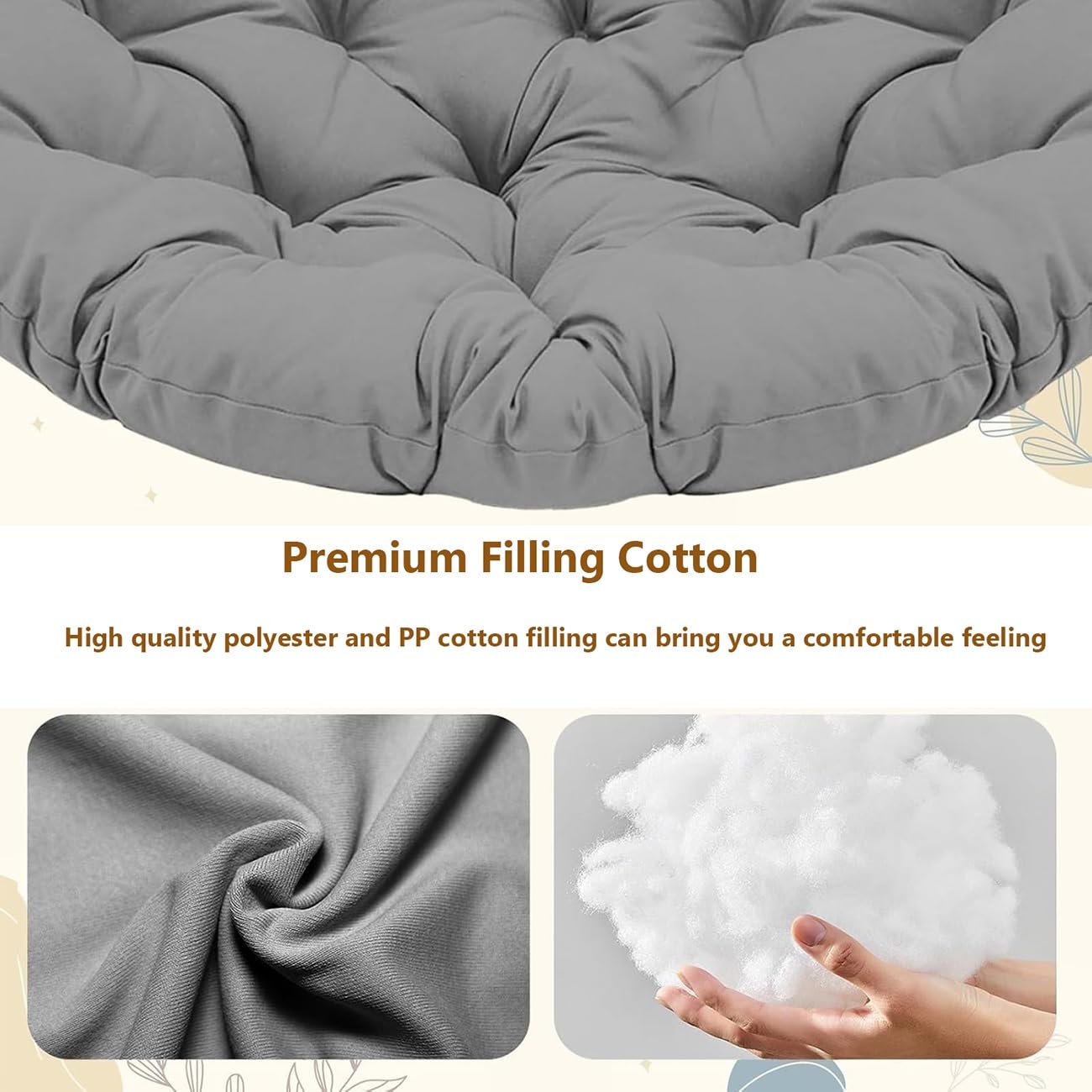 Coussin de Fauteuil Papasan siège Rond Polyvalent for Fauteuil Papasan, Coussin Fauteuil rotin, Rond Coussin de Chaise, Usage intérieur/extérieur(White,90cm)