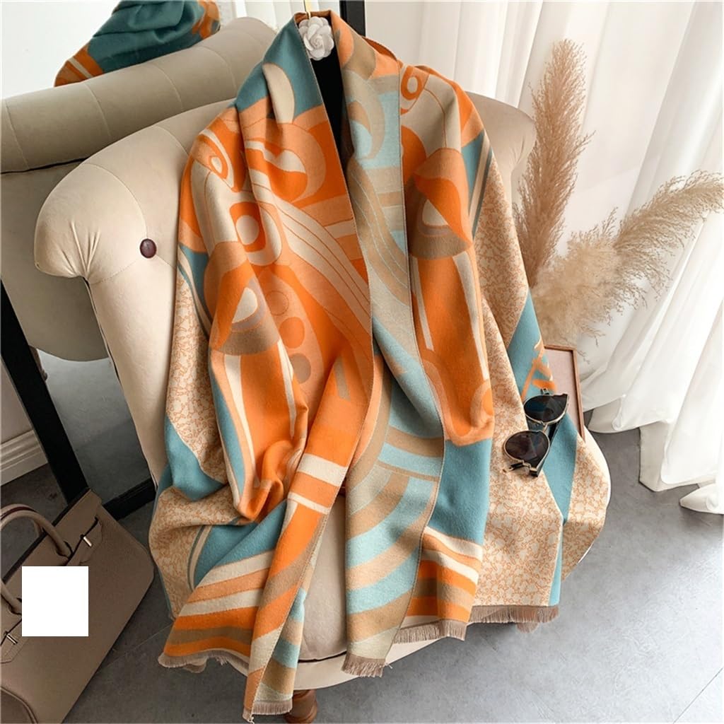 Sciarpa in Cashmere con Motivo a Cavallo Invernale da Donna, Scialle in Cashmere Caldo e Scialle Spesso