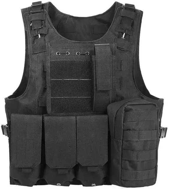 Gilet tactique militaire respirant - Réglable pour airsoft, chasse et sport