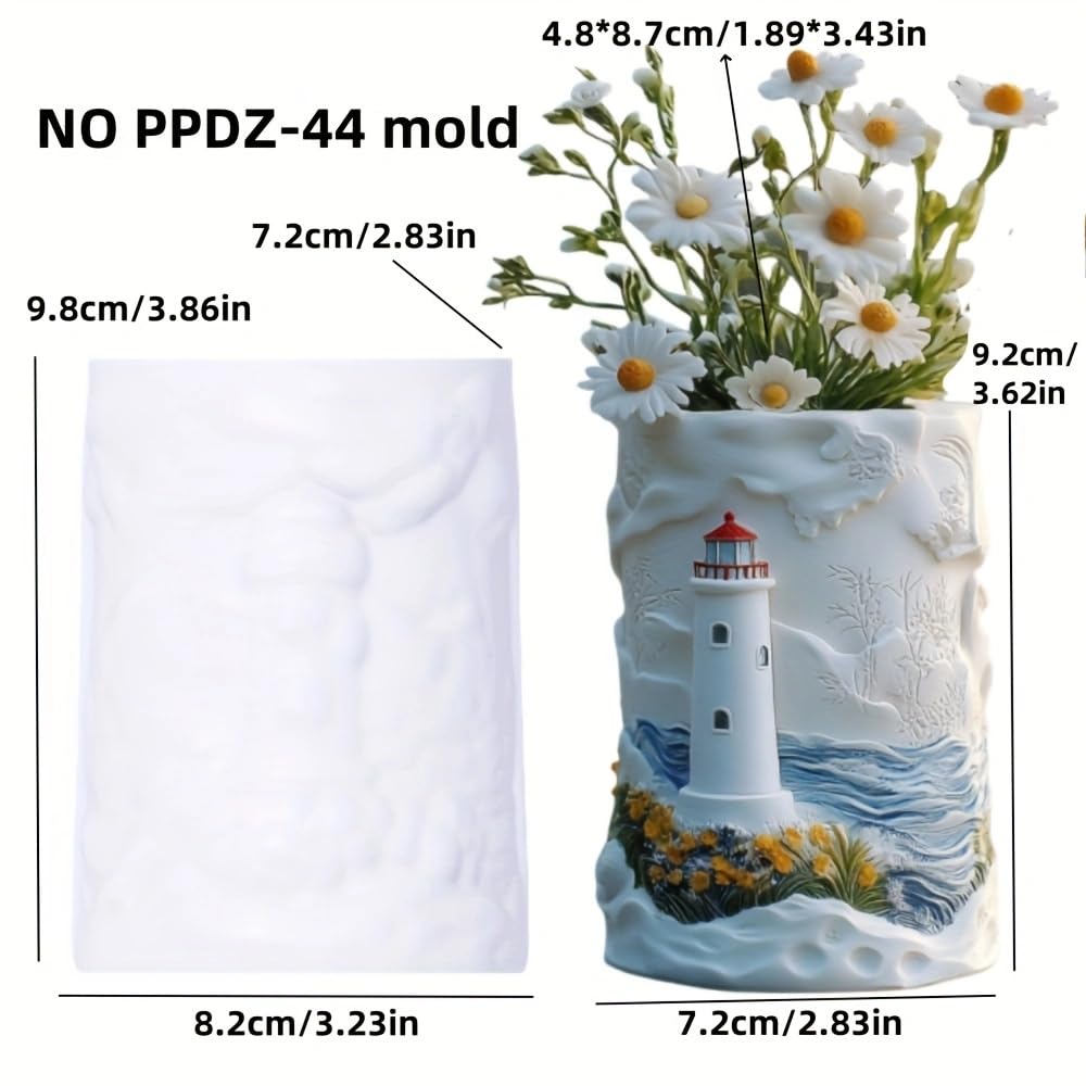 Lighthouse vase Pen Holder Resin Silicone Mold, DIY Tower Shaped vase Pen Holder Gypsum Clay Concrete Dried Flower Craft Mold Home Decoration Holiday Gift