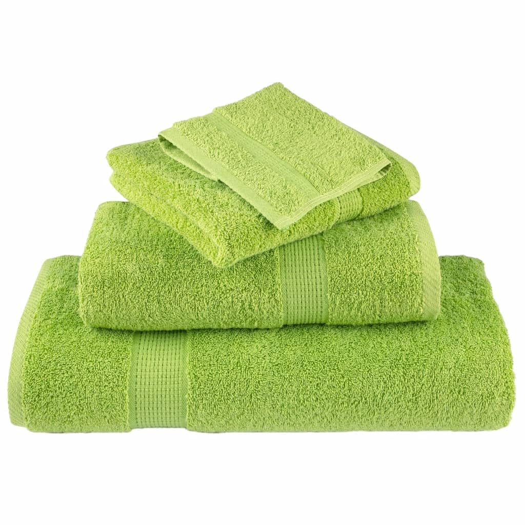 vidaXL Juego de Toallas 6 Piezas 100% algodón Verde Manzana 600 gsm, Toalla, Juego de Toallas de baño, Toalla de invitado, Toalla de baño
