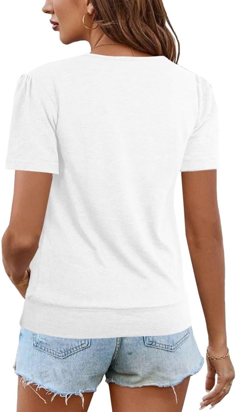 VahRuta Women's Short Sleeve Tunic Tops Scoop Neck Banded Bottom Summer T Shirt for Leggings - Image 3