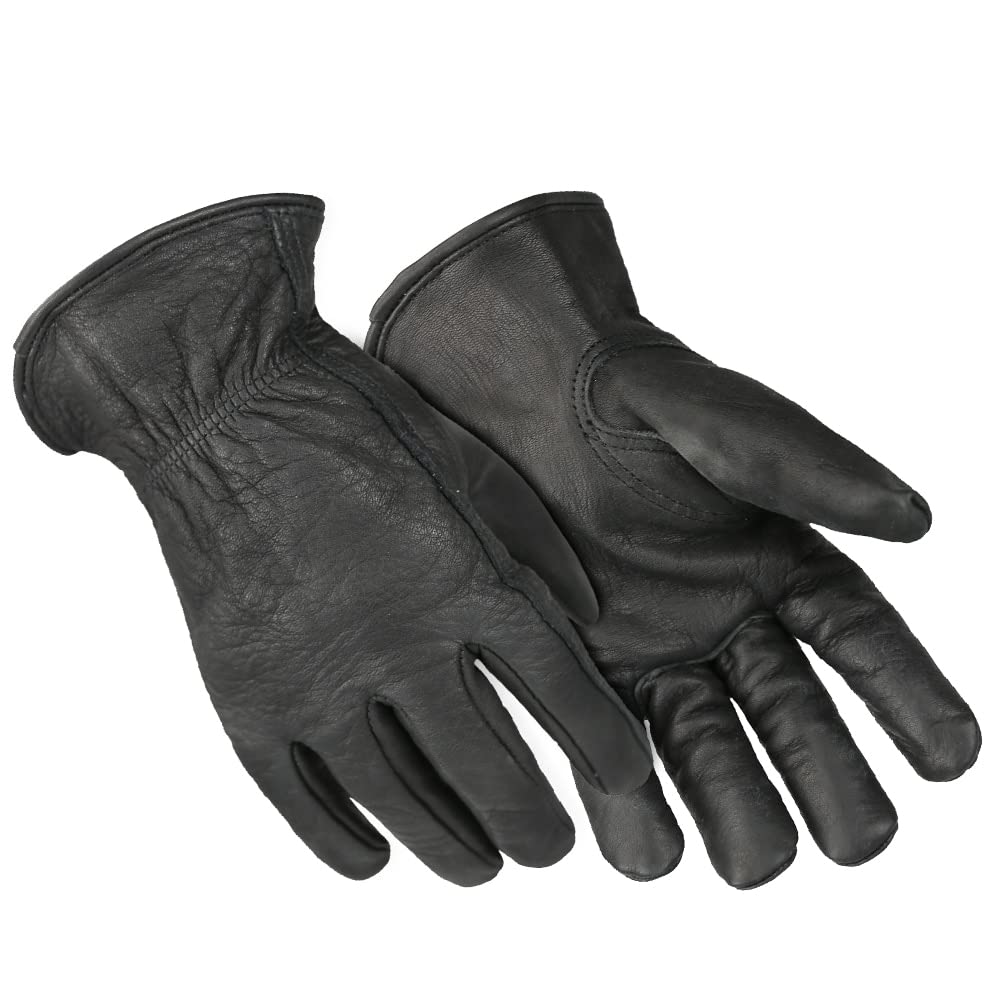 Guantes de Invierno Guantes de Trabajo Negros Cuero de Vaca de Grano Jardinería Guante de Trabajo de Seguridad para Motocicletas Hombres y Mujeres