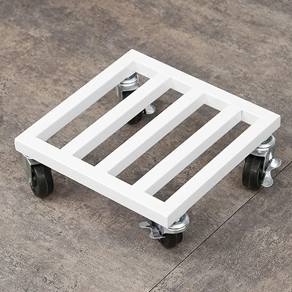 HTDRE Heavy Duty Plant Pot Trolley with Lockable Caster Wheels Metal Plant Caddy on Wheels Square Plant Stand Dolly for Indoor & Outdoor Use Supports Large Plants