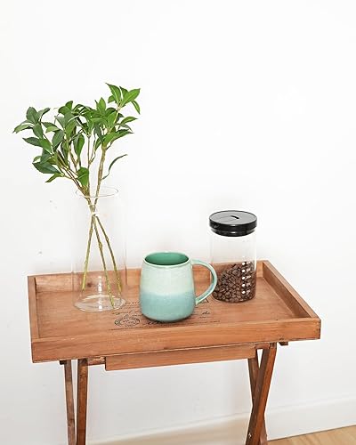 Miniatura 5 de Bosmarlin Taza de café de cerámica extragrande, 23 onzas, apta para microondas y lavavajillas, esmalte reactivo, taza de té grande (verde pálido)