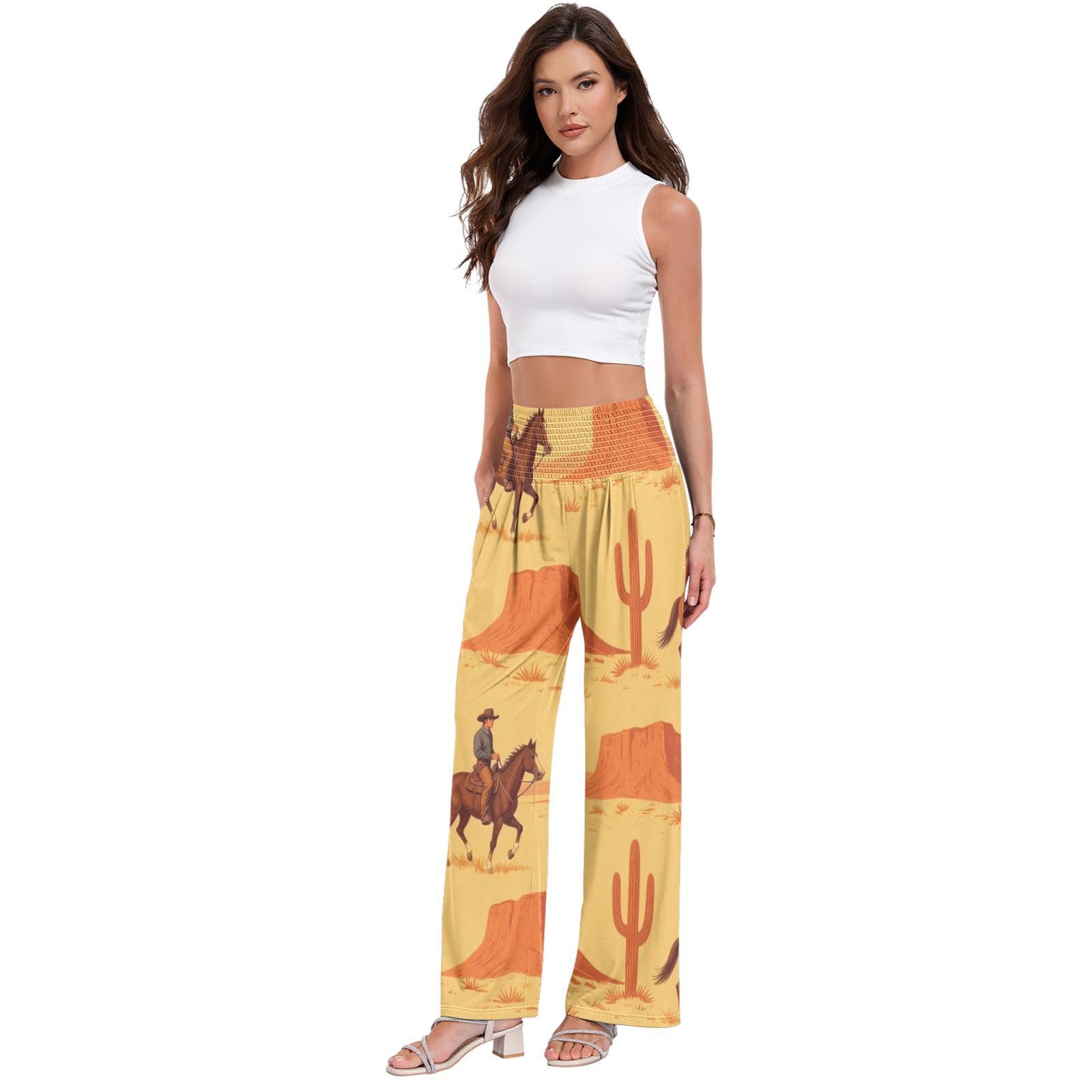 Cowboy Mesa Palazzos - Pantalones de viaje informales resistentes a las arrugas para mujer