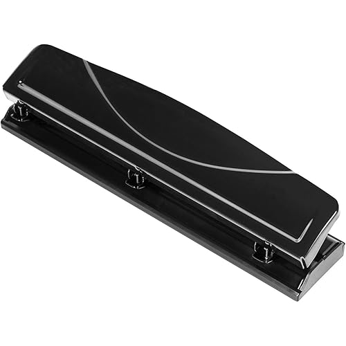 Amazon Basics 3 Hole Punch, 10 Sheet Capacity, Black