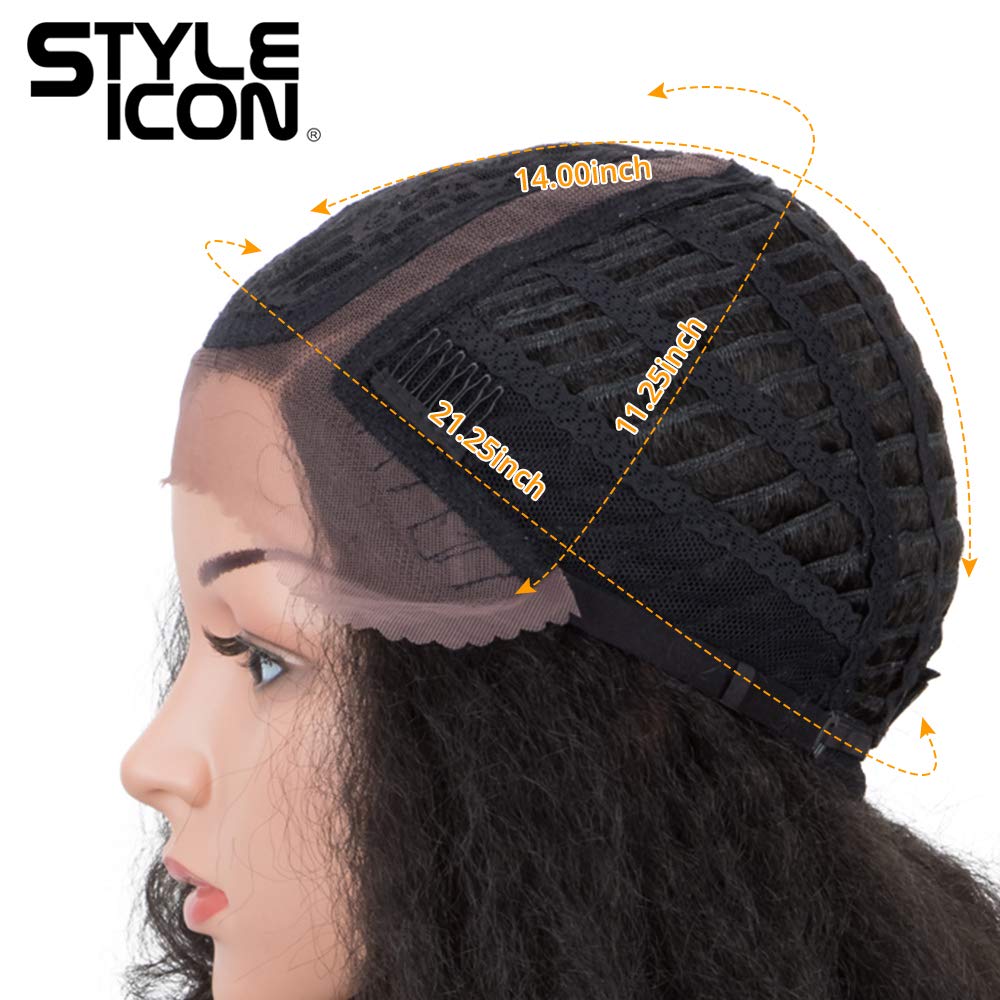 Style Icon 14" Afro Wigs Short Curly Wigs for Black Women Lace Front Side Part Synthetic Wigs (14 Inches, 1B)