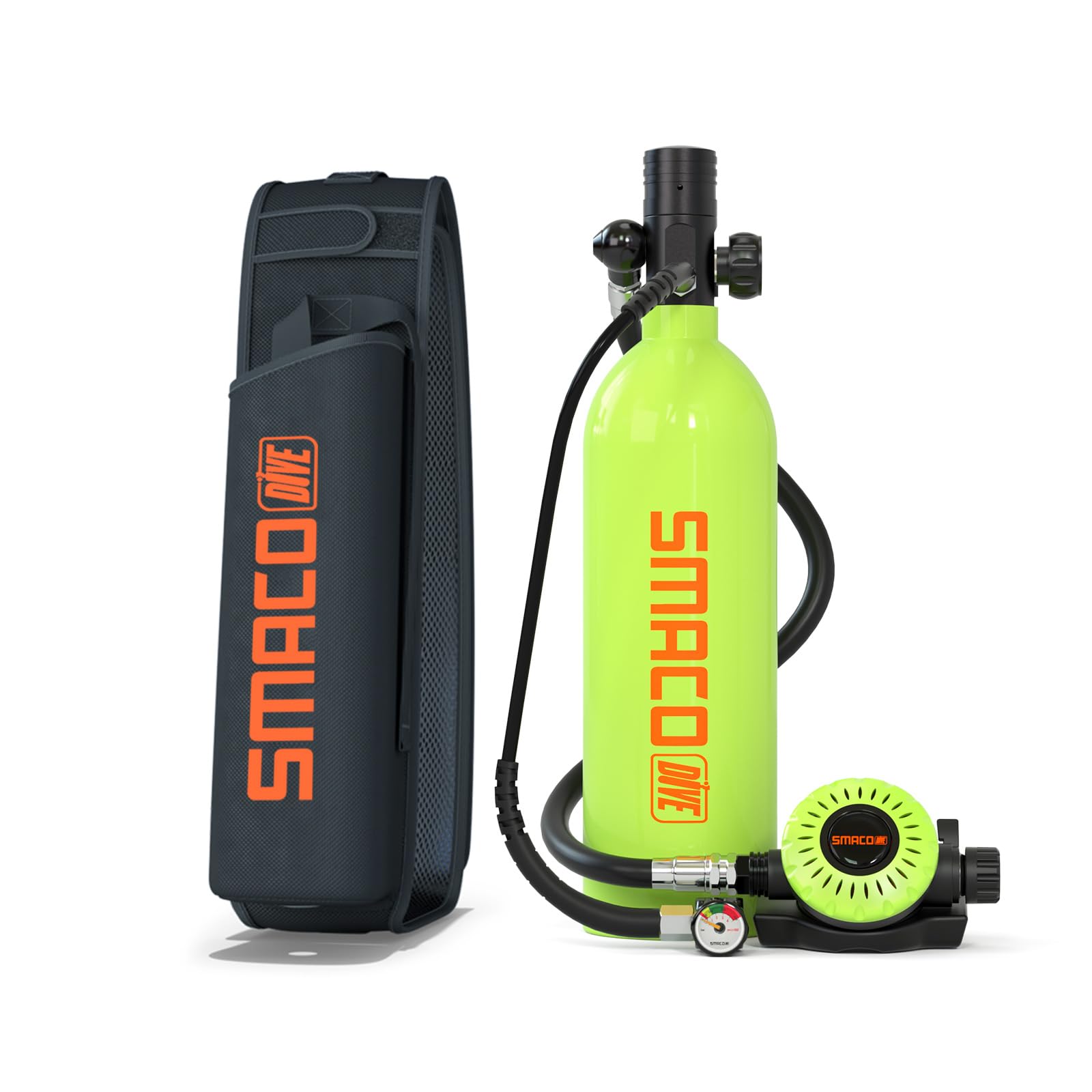 SMACO Mini Botella de Buceo 1 litro Portatil Bombona de Buceo para Respiración Subacuática Pequeñas Botella Submarinismo Tanque de Buceo Recargable para Viajes Nadar Rescate S400 Pro