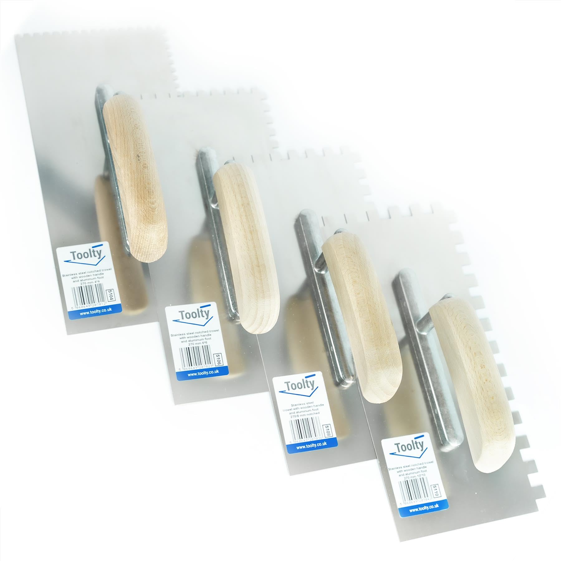 Ianpav Stainless Trowel Set 4Pcs, Notch Size: 4X4mm, 6X6mm, 8X8mm, 10X10mm, Tiling