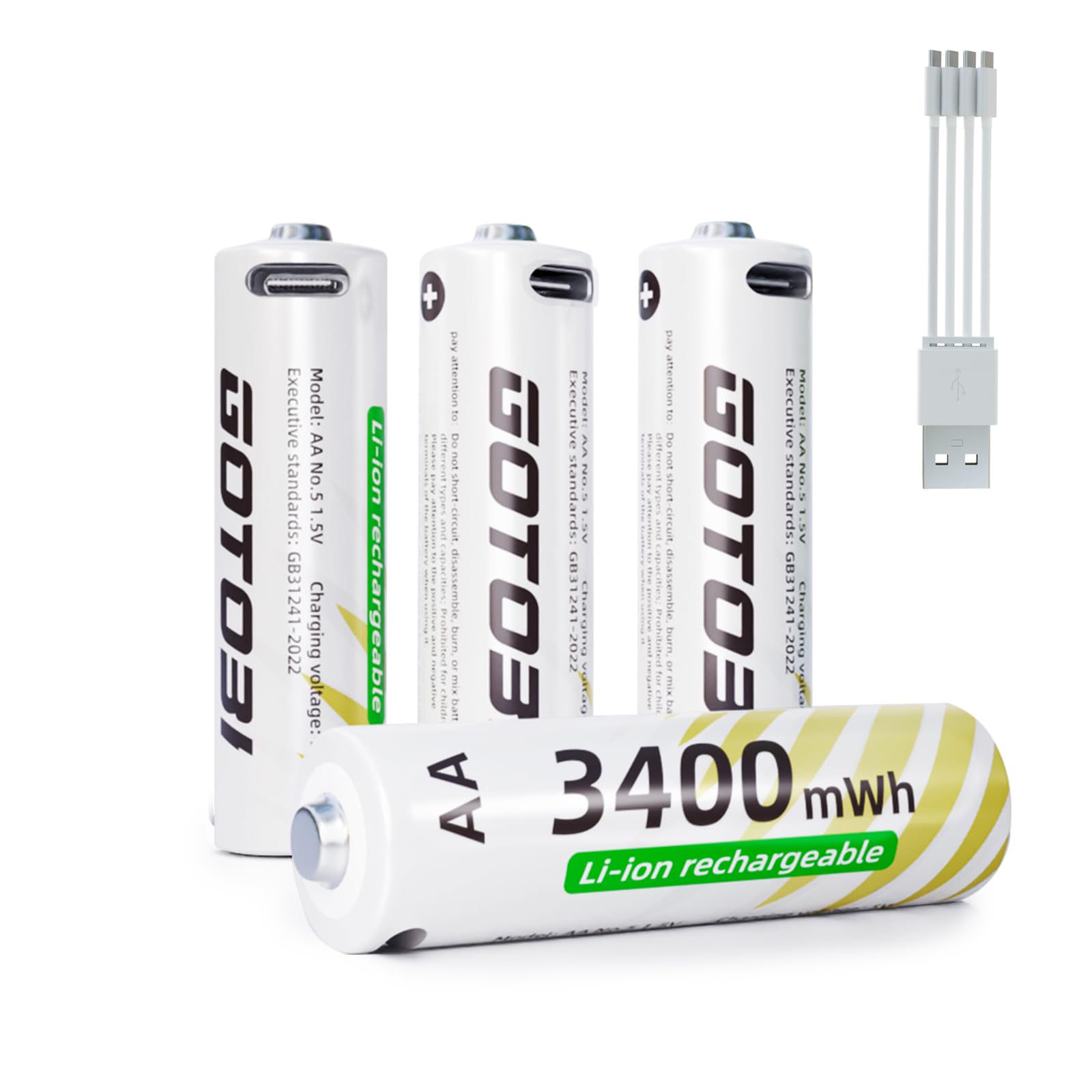 Set 12 Batterie Ricaricabili AA 3400mWh E AAA 900mWh Con Caricabatterie 12 Slot USB-C E LED - 1600 Cicli