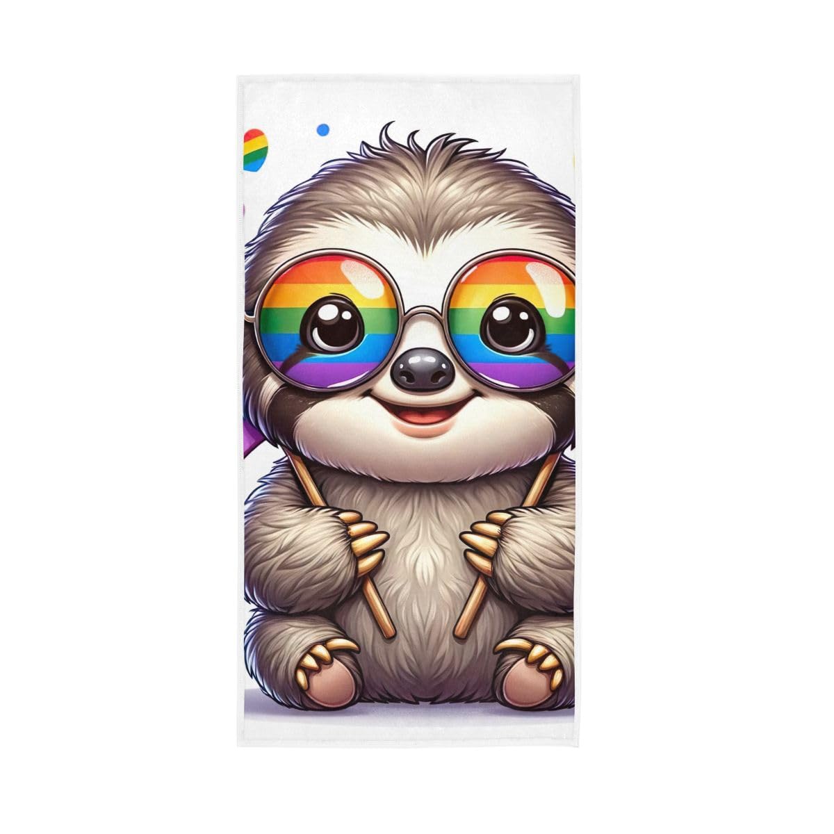 LSRCPD Gay Pride Rainbow Sloth Hand Towel, 15 x 30 Inches, Soft Highly Absorbent Towels for Bathroom Gym Hotel