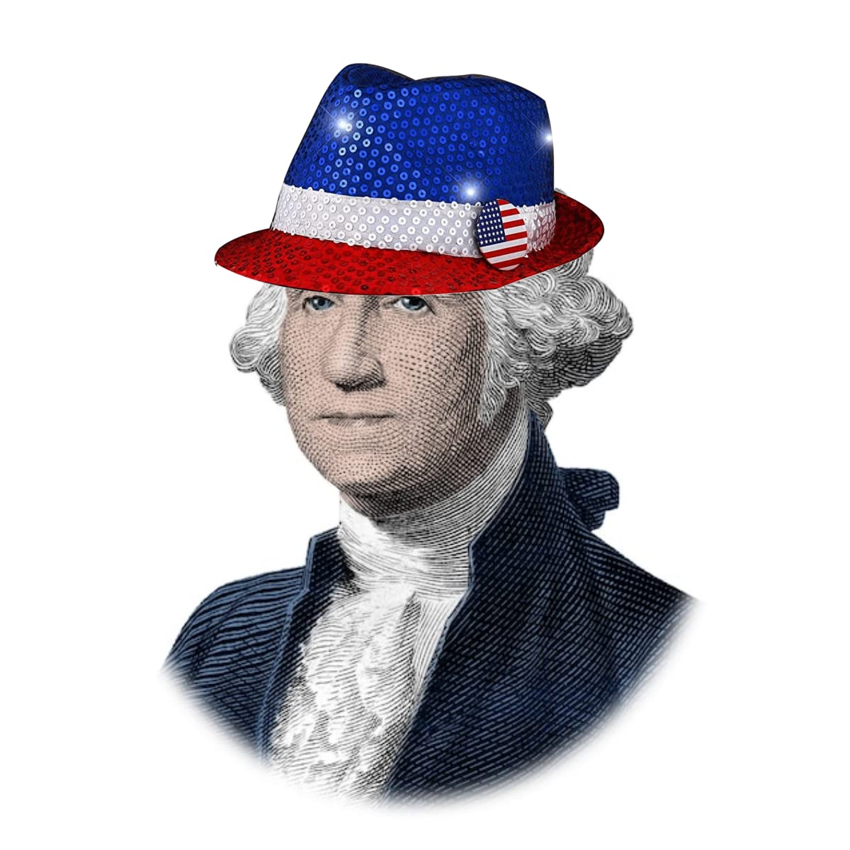 blinkee Two Pack Star-Spangled Sparkle USA Flashing Fedora Hat with Red White and Blue Sequins