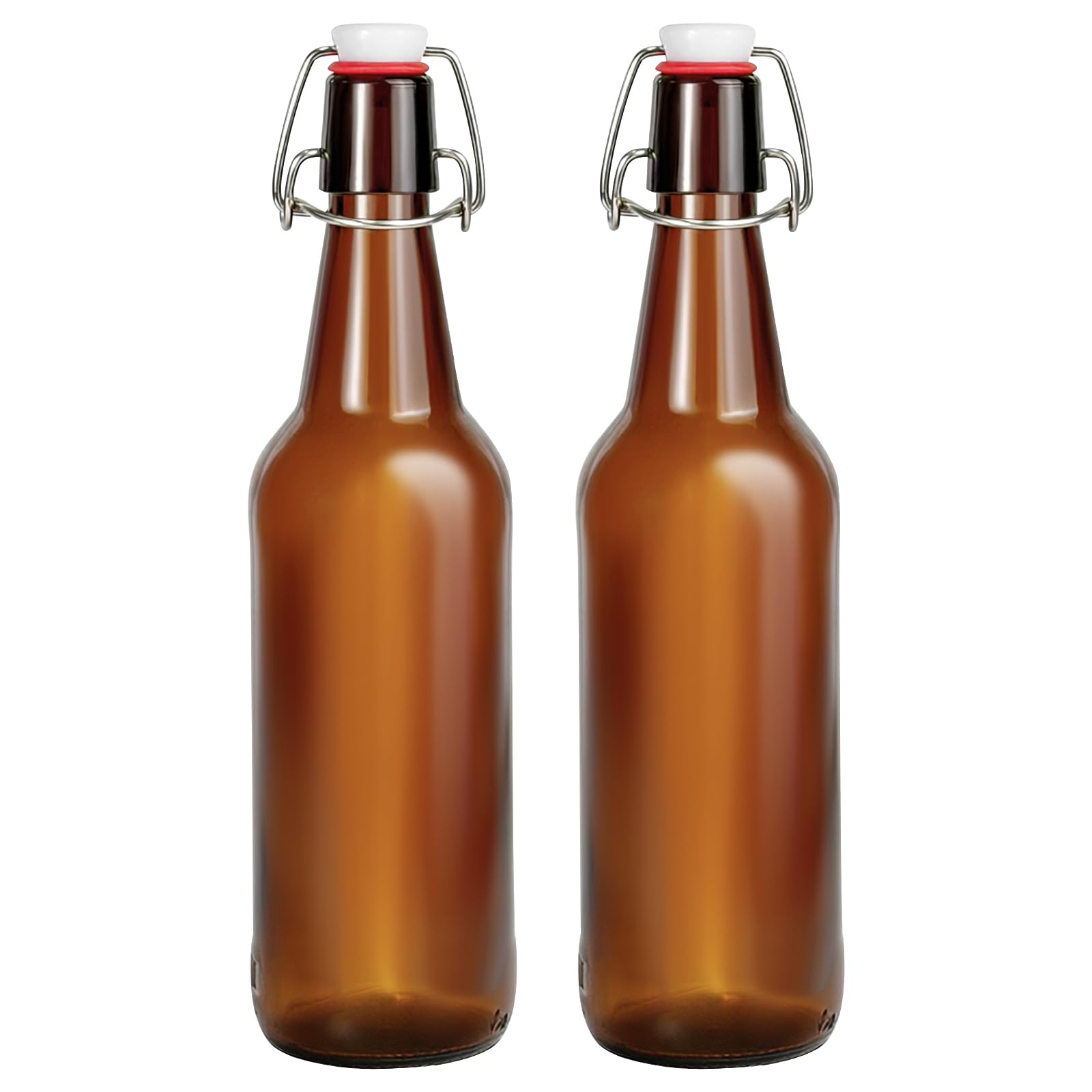 Jobvert White 2 Pack Amber Glass Beer Bottles, 16Oz Swing Top Glass Bottles With Airtight Lid For Home Brewing,Kombucha, Vanilla Extract, Coquito, Vinegar, Beer