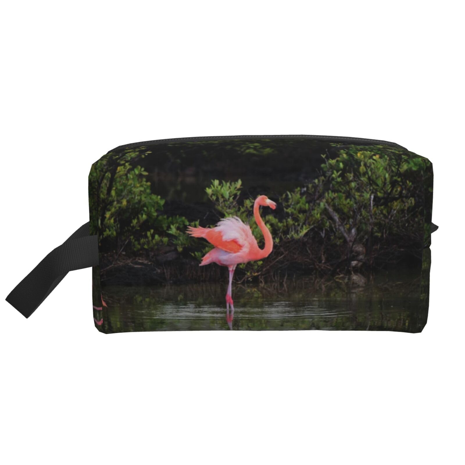 Ercgad Unisex White Two Flamingos Print Large Capacity Travel Toiletry Bag Cosmetic Pouch Daily Storage Makeup Case