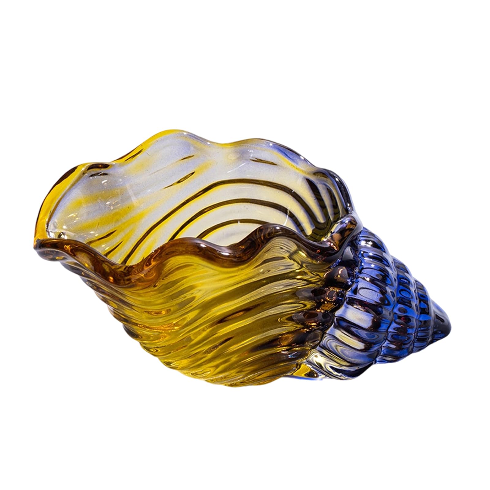 Ljhnba Yellow Blue Multihued Glass Conch Figurine Beautiful Coastal Themed Design For Windowsill Arrangement And Gitfing Glass Sculpture