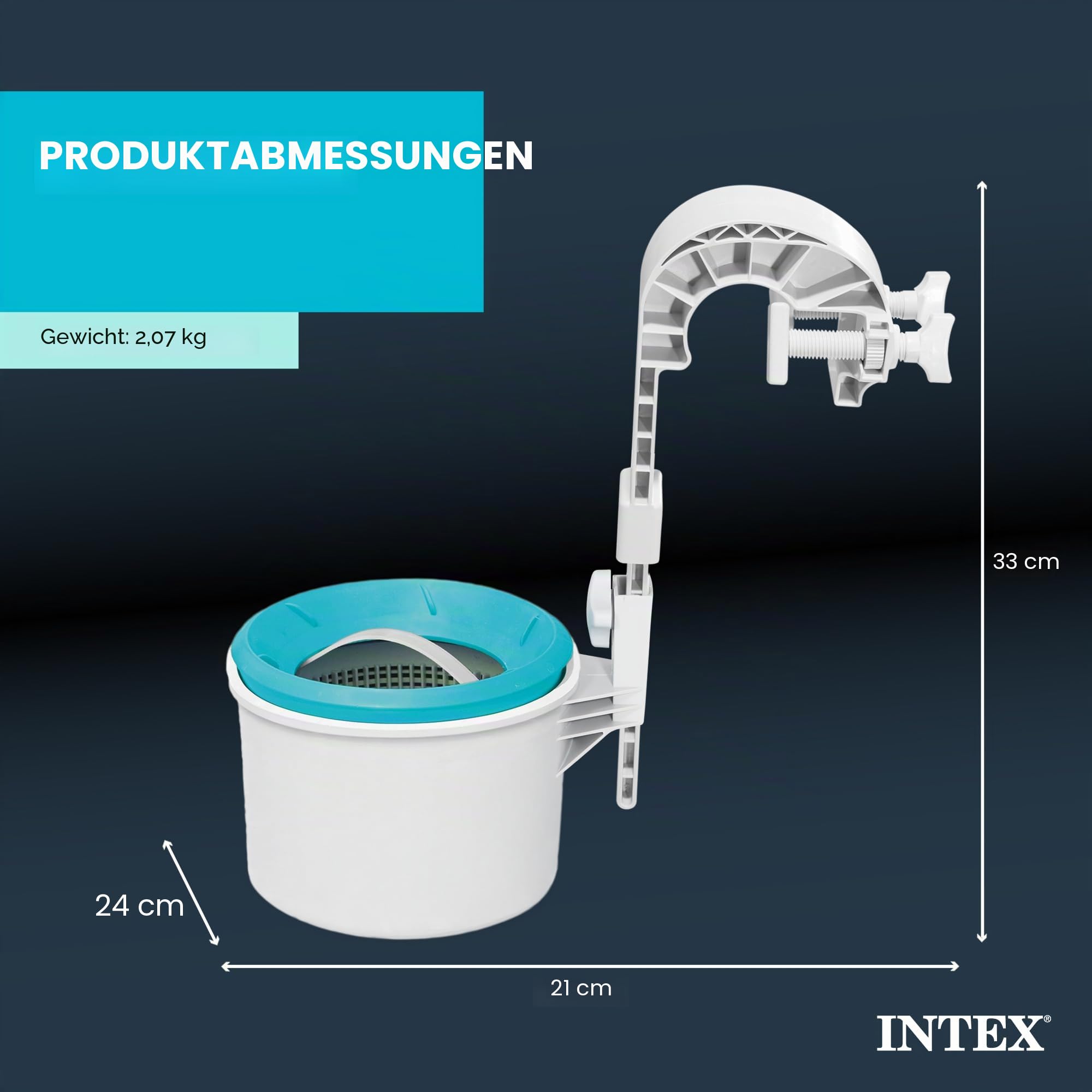 Intex Oberflächenskimmer - Deluxe Oberflächenskimmer zur Wandmontage - Hängeskimmer, 28000E, Grau, ‎20.96 x 24.13 x 33.02 cm