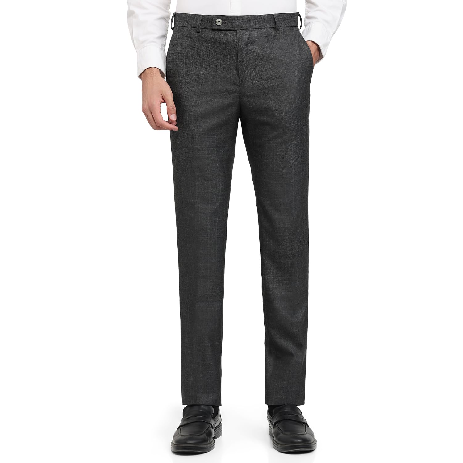 raymond Men Slim Fit Structure Pattern Polyester Blend Flat Front Formal Trouser-picture-48