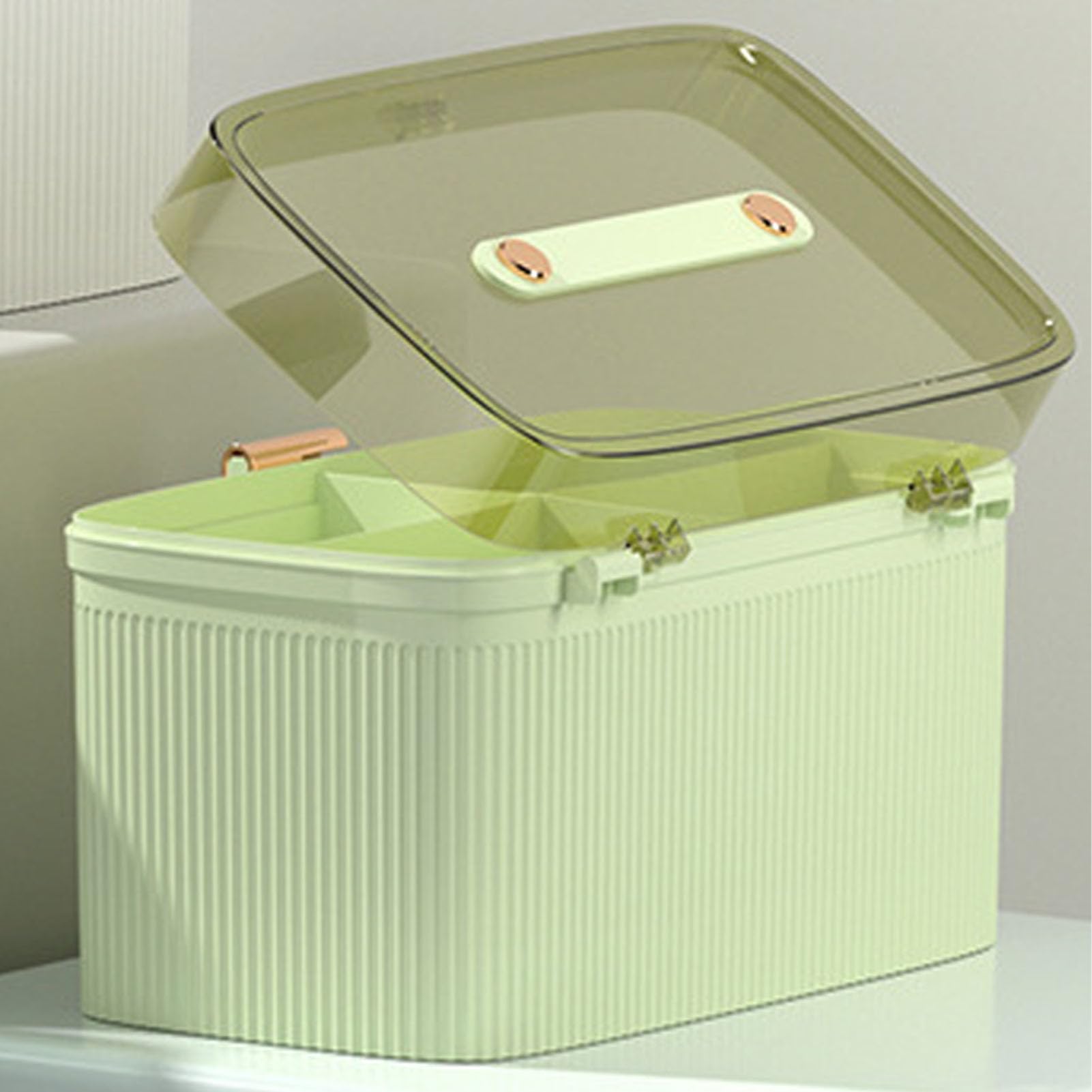 Qcwwy Scatola per Medicinali di Famiglia, Scatola per Medicinali in Plastica a Doppio Strato Organizzatore Armadietto per Medicinali Domestici con Serratura di Sicurezza Scatola per