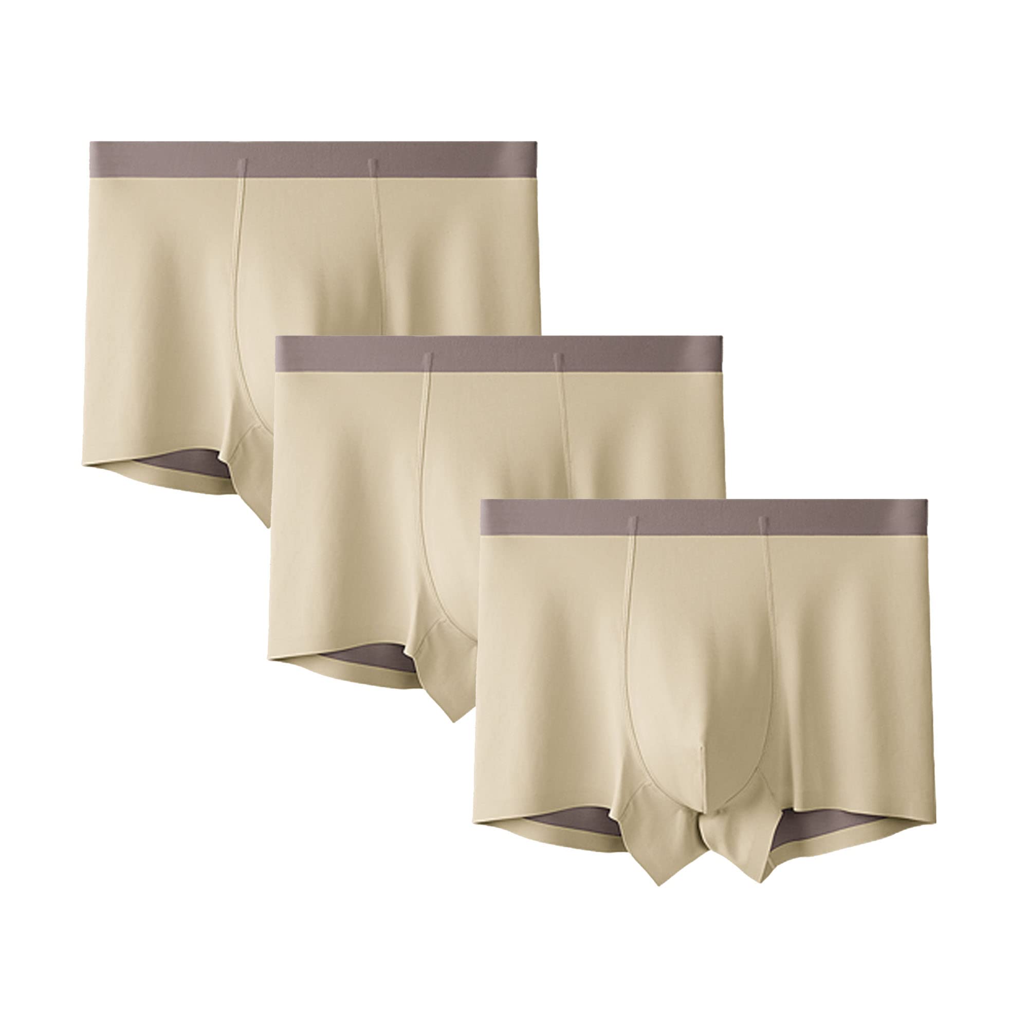 JEKE-DG Men's Boxer Briefs Ice Silk Modal Seamless Panties Underwear Soft Trunks Breathable Underwear Multipack (XX-Large,Apricot-3PC)