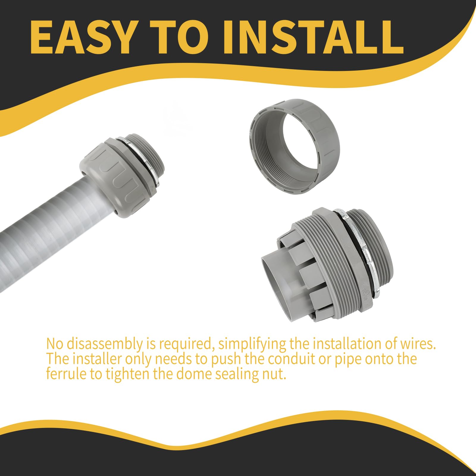 Conduit Connectors, 2 Inch, Straight, Grey, 2-Pack — Amazon image 5
