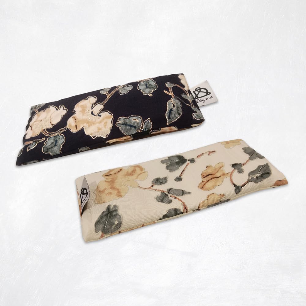 Dhyana Yoga Eye Pillow, enriched with Lavender & Flax Seeds | Head Ache & Insomnia Relief | Pure Linen Fabric