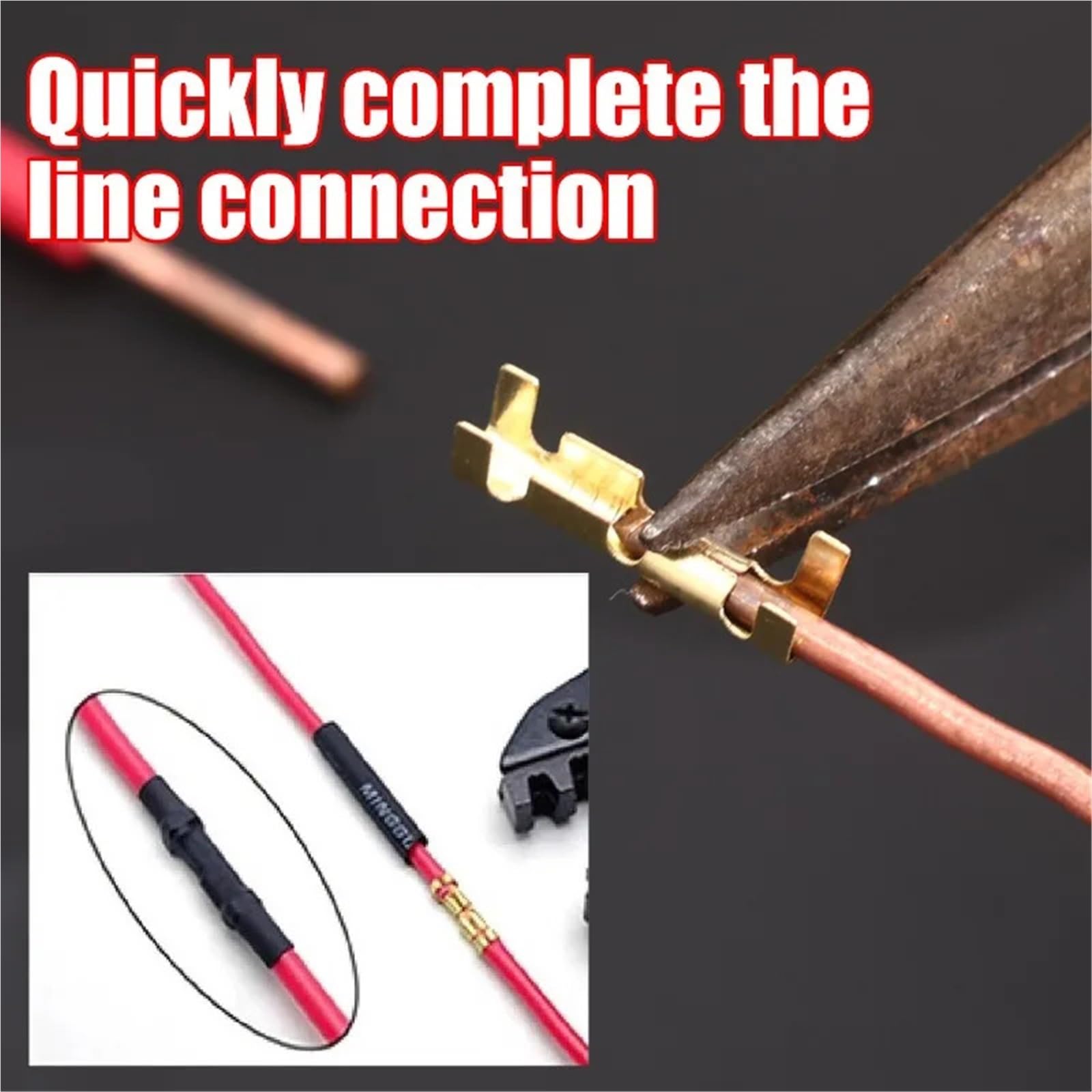 Cosse A Sertir Connecteur De Fil Réparation Électrique, Anneau Connexion Rapide En Cuivre Non Isolé Forme U, Terminal À Sertir(1040pcs (5bag))