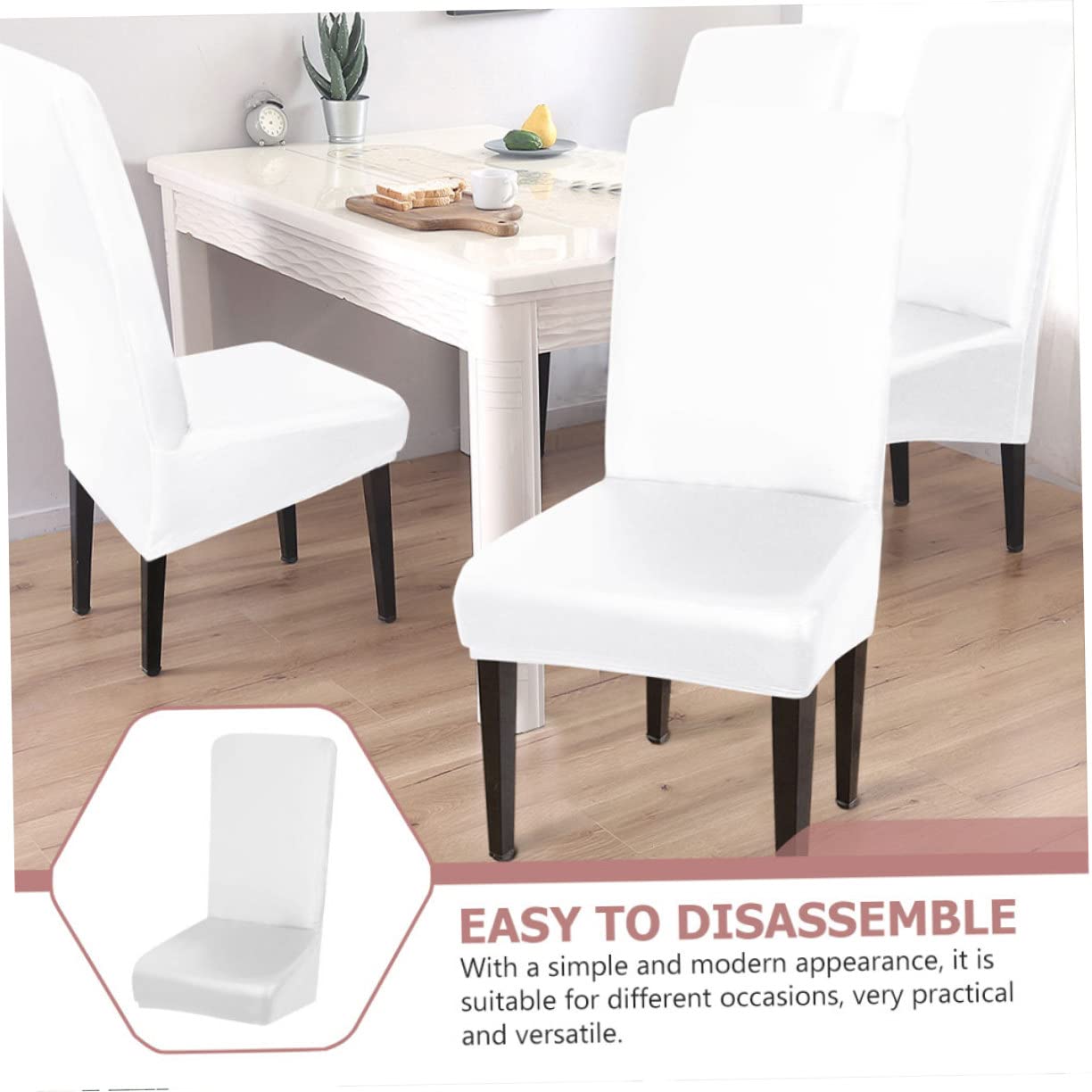Fundas de Silla Impermeables de Pu, 4 Piezas Elásticas en Color Claro