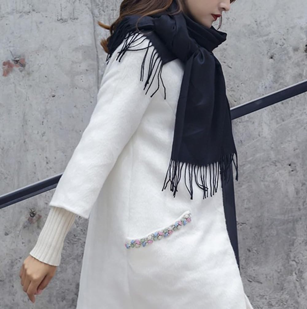 unisex winter-soft-warm-chunky-scarf cashmere-feel-oversized-shawl-wraps plain solid color for men women black one size