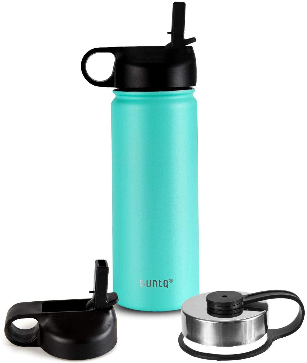 Buy SUNTQ Stainless Steel Water Bottle with Straw 2 Lids Wide Mouth