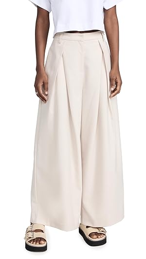 ［ミルク］un peu wide baggy slacks DAZY Plicated Wide Leg Tailored Pants Size Medium Beige New