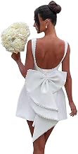 Wchecalino Short Wedding Dresses for Bride 2025 Simple Bridal Shower Dress Boho Mini Wedding Reception Gowns