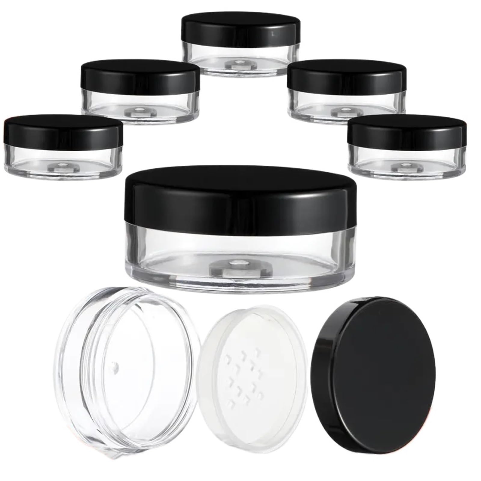Loose Powder Containers 10pcs 10ML/20ML/30ML Refillable Loose Powder Containers Reusable Empty Compact No Leak with Elasticated Net Sifter(10ML)