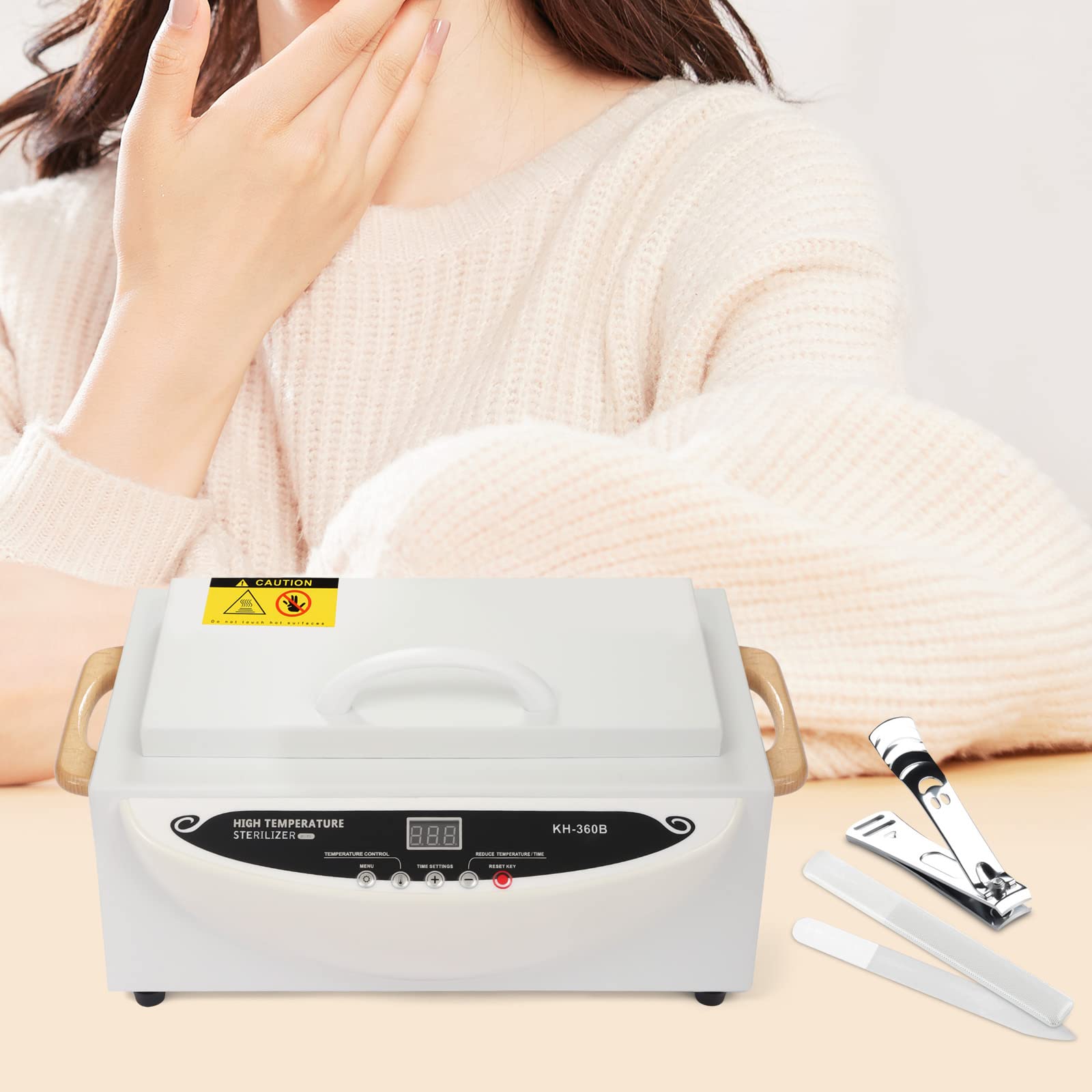 Sterylizator gorącego powietrza 500 W, sterylizator 250℃, dezynfekcja z uchwytem do kosmetyków, pielęgnacji paznokci, urządzenie do sterylizacji, timer 0-90 minut