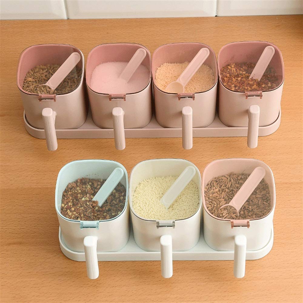 Słoiki do przechowywania Przyprawy pudełko Papryka Spice Shaker Salt Przyprawa Organizator Kuchnia Cruet Condiment Butelka Słoiki Pojemnik z łyżkami (Color : H)
