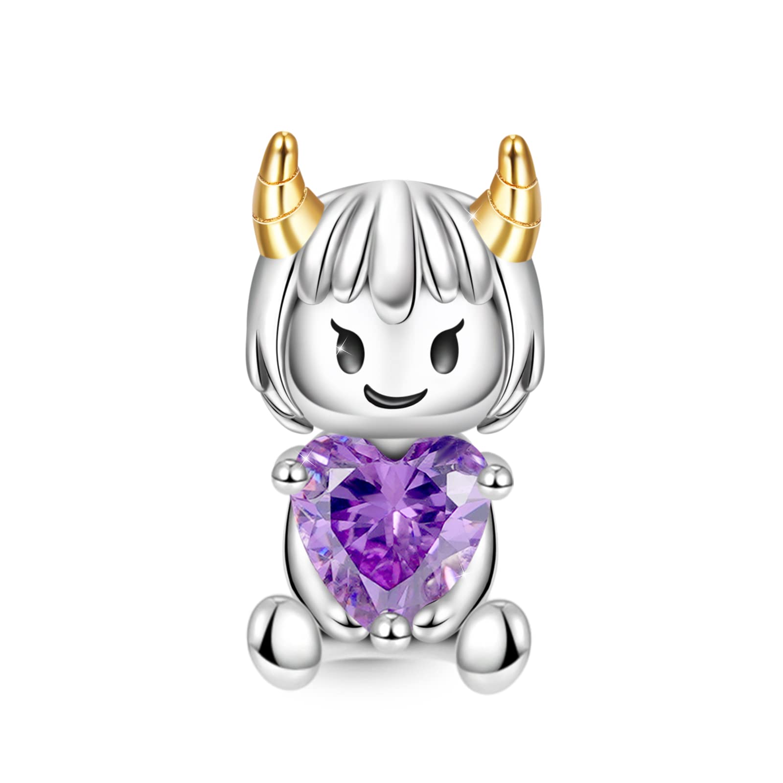GNOCE Sternbild umarmt Herz Edelstein Charm Bead 925 Sterling Silber Baumelnde Charms für Mädchen Frau Tochter passende Schlangenketten-Armbänder/Halskette