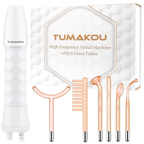 TUMAKOU Varita facial de alta frecuencia, máquinas de dispositivo facial de alta frecuencia naranja para piel y vello facial, varita de alta