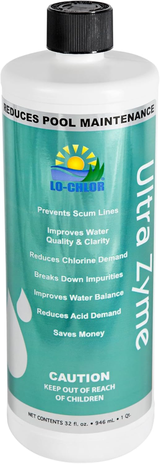 Ultra Zyme Pool Enzyme Treatment - Eliminates Scum Lines & Reduces Chlorine Demand, Powerful Broad-Spectrum Swimming Pool Enzymes That Noticeably Improve Water Clarity (32 Oz)