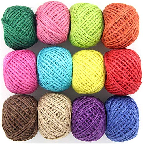 Nv Wang Cuerda de Cáñamo,Cordel Natural Rollo de Cuerda 12pcs Cuerda de Yute Hecho a Mano Cáñamo para Artesanía Manualidades Decoraciones Totalmente