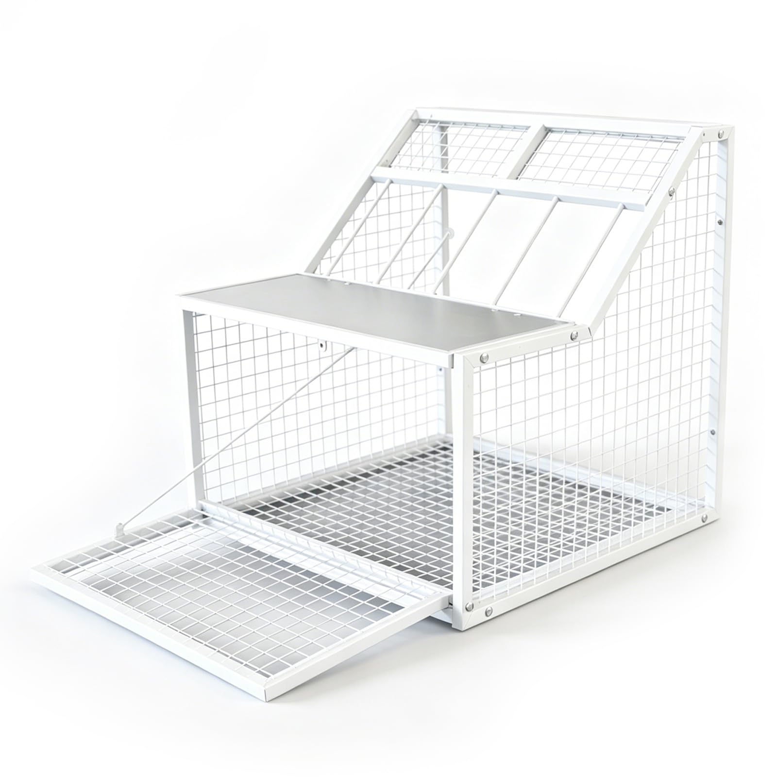 Jaula Plegable para Palomas, Jaula MetáLica con 4 Entradas Y Trampilla ExtraíBle para Palomas Loros Periquitos Y Otras Aves Ideal para JardíN BalcóN O Patio Medidas 54 X 47 X 50 Cm