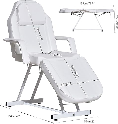 Miniatura 2 de Paddie Mesa facial silla de tatuaje cama de masaje ajustable profesional para estética de belleza spa microblading color blanco