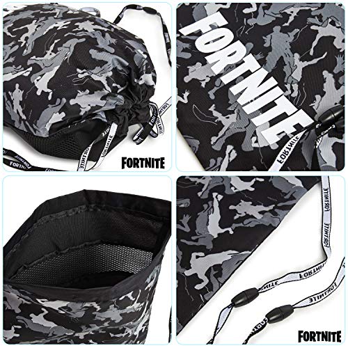Fortnite Draagtas, zwemtassen voor kinderen, trekkoord rugzak gymtas voor school, PE kit, zwemmen, sport, camouflage… - Image 5
