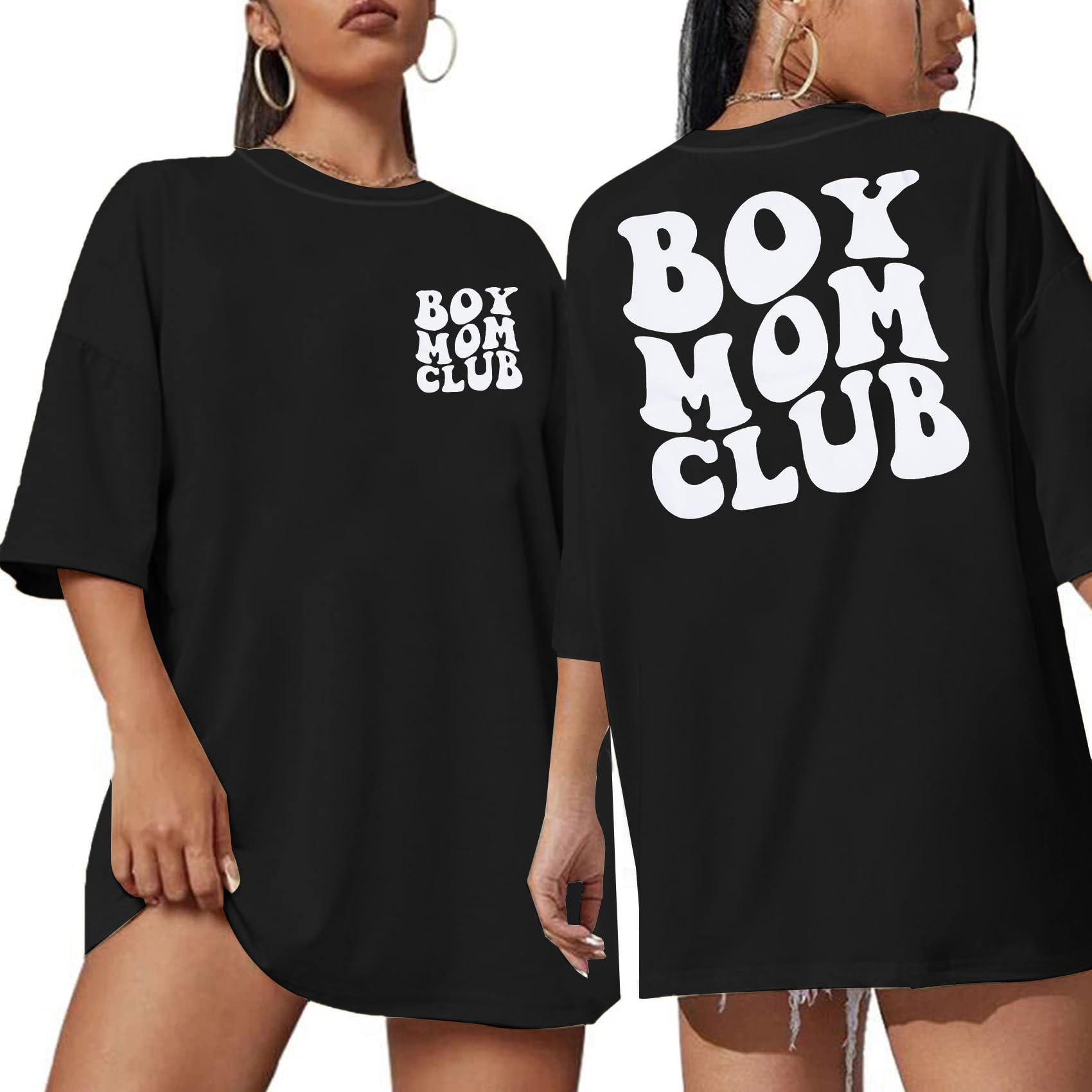 Boy Mom Club Shirt Mama Fashion Graphic Tee Shirts Mother Gifts T-Shirt Casual Short Sleeve Tee Tops