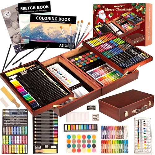 KINSPORY Maletin Pinturas para Niños, 168 piezas Juegos de Dibujo, Pinturas para Niños, Lapices de Dibujo