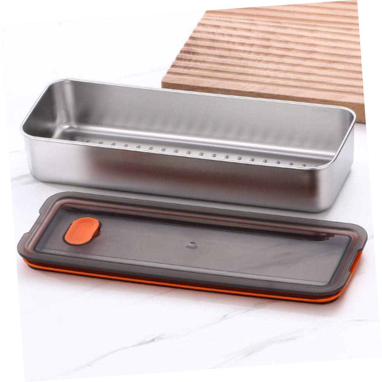 MAGICLULU 3 Unidades De Caja De Tocino De Res Contenedor De Acero Inoxidable Con Tapa Refrigeradores De Cocina Contenedores Para Alimentos Refrigerador Pequeño Tocino Almacenamiento