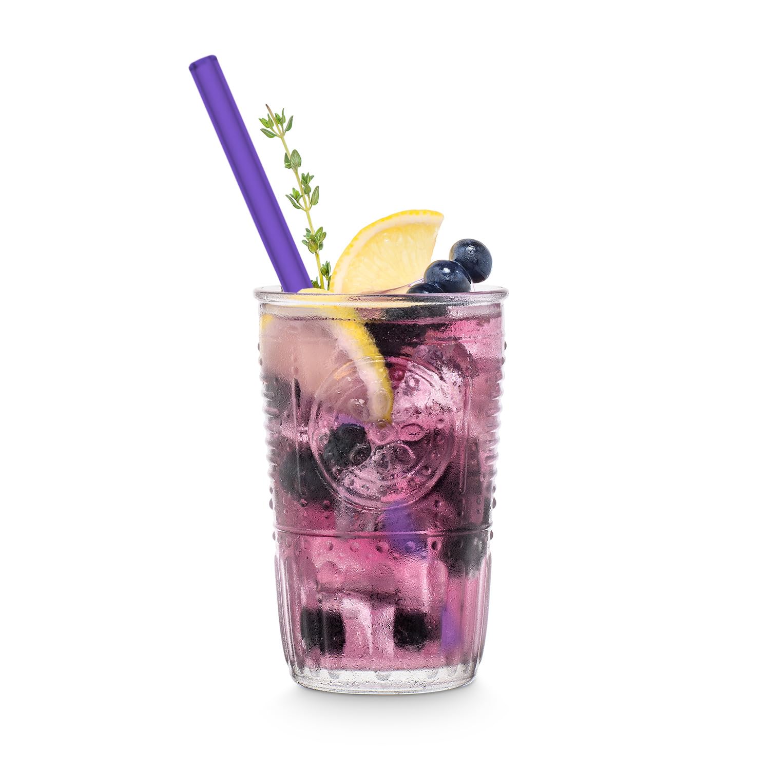 HALM Lila Glasstrohhalme Wiederverwendbar Strohhalm - 50 Stück gerade 20 cm für Gastronomie, Restaurant, Bar, Cafe, Hotel - Spülmaschinenfest - Glastrinkhalme Trinkhalme aus Glas