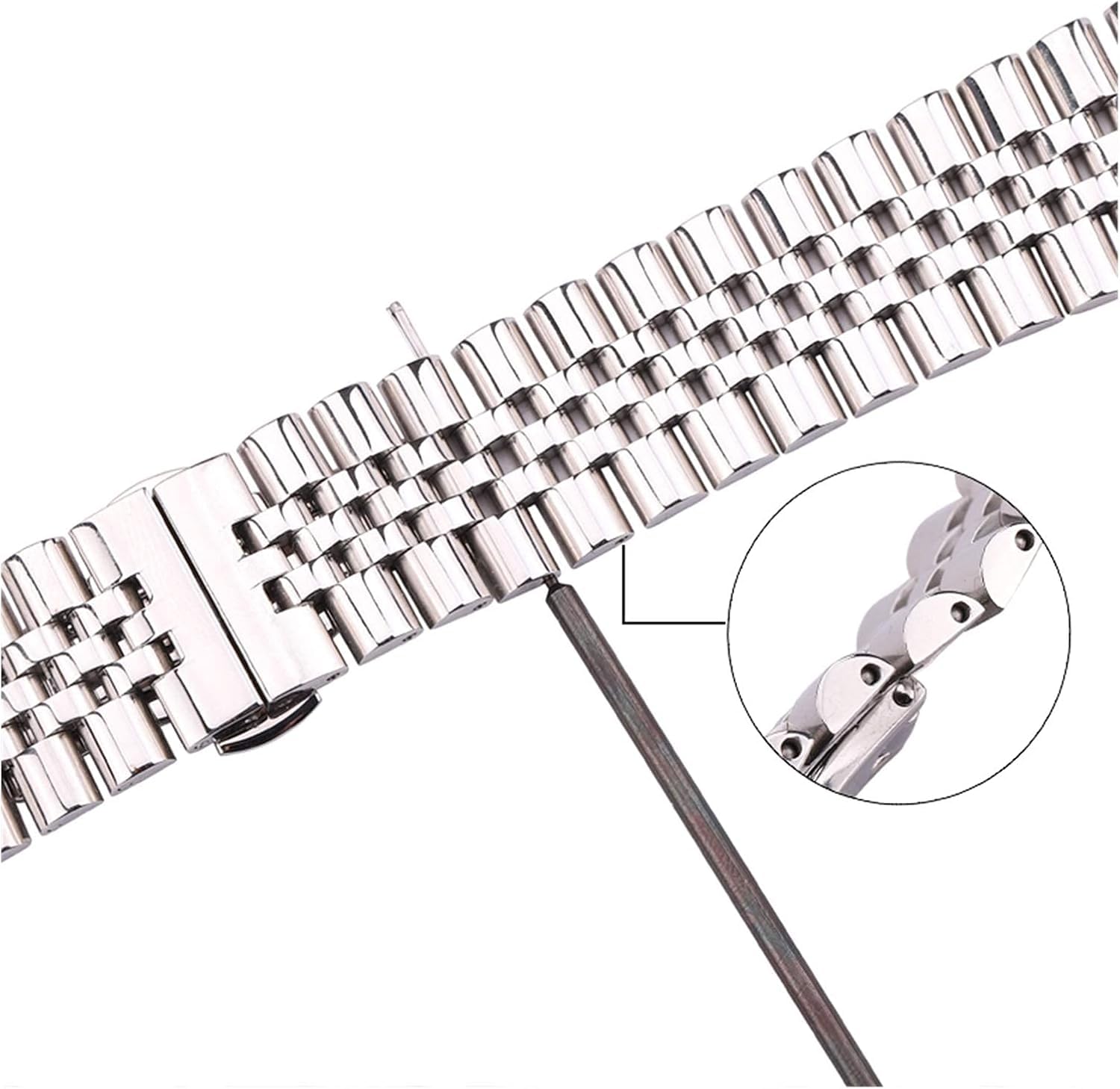 Correa reloj metal unisex, Correa de reloj de acero inoxidable Correa de reloj Plata pulida 16 18 19 20 21 mm Correa de reloj de metal Accesorios de pulsera Pulsera