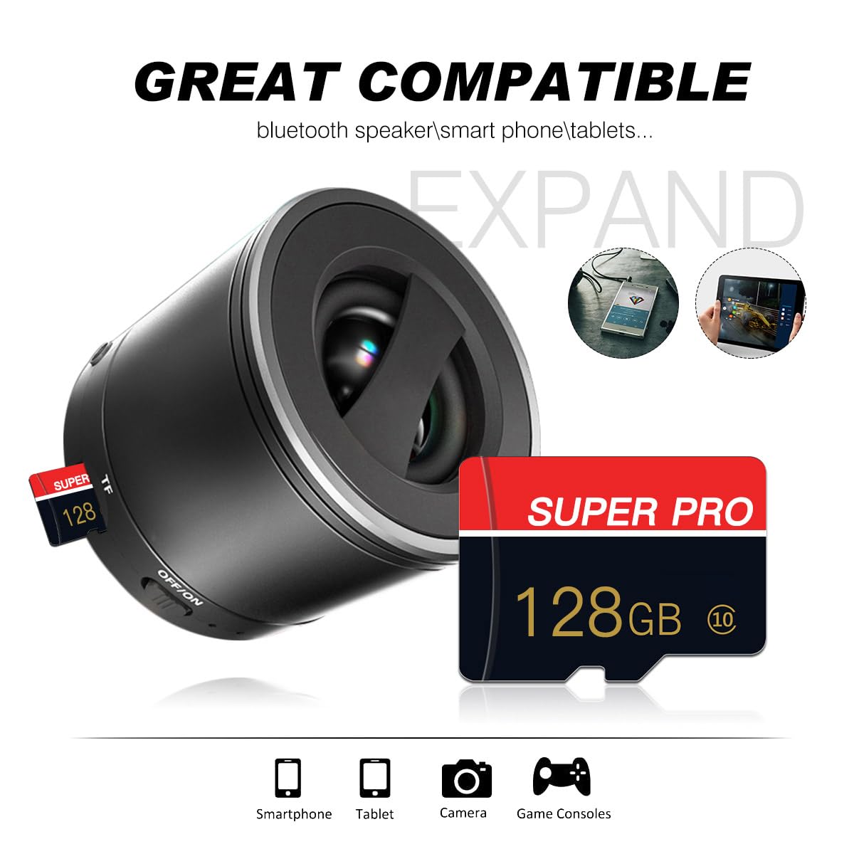 Paquete de 2 tarjetas micro SD de 128 GB clase 10 con adaptador TFCard de alta velocidad para tableta, dron