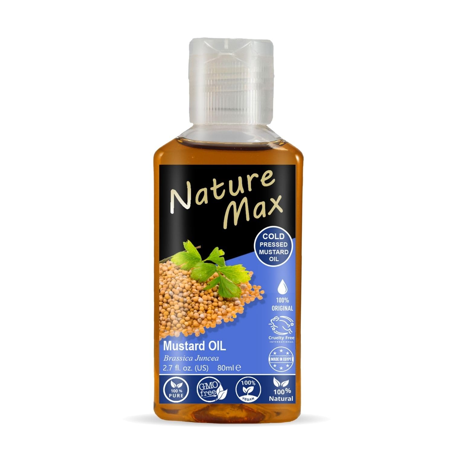 Nature Max Mustard Oil Essential Oils Pure Natural Undiluted Pure for Hair Skin Food & Kitchen Care Cold Pressed Premium (1Pack = 2.70 oz / 80 ml) زيت
